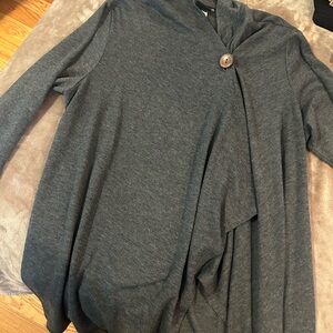 Gray Button-Front Cardigan
